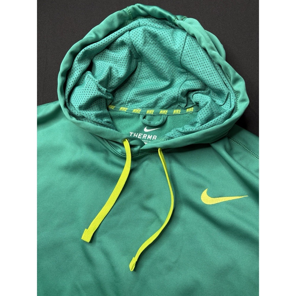 Nike Fleece Men's Large Therma Fit‎ Pullover Hoodie Green Swoosh